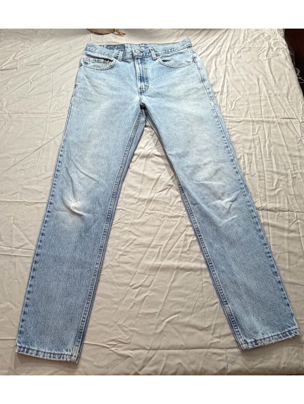 Vintage Levis 512 Jeans Mens 34x32 Made USA Slim Taper Light Wash Distressed